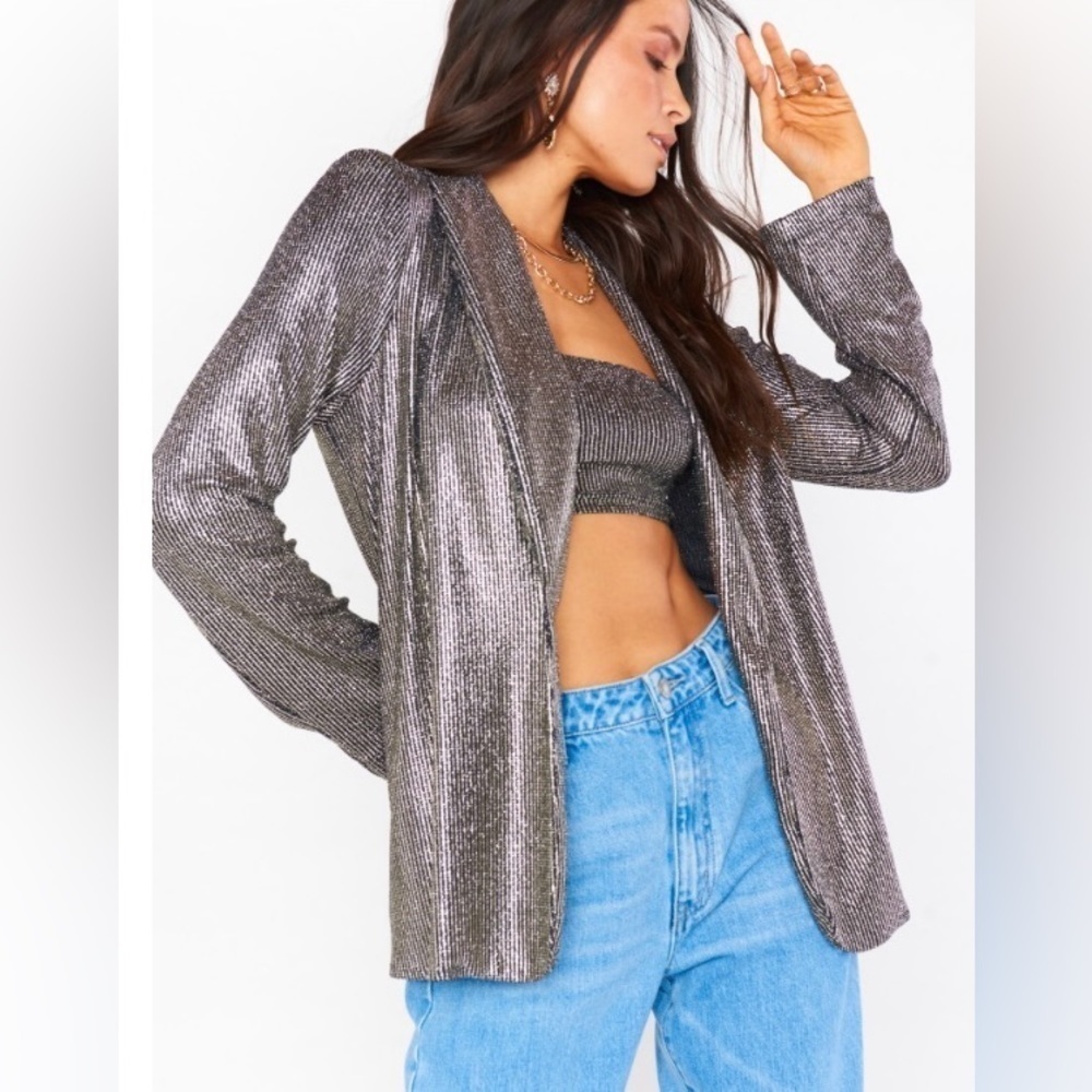 Show me your MuMu Felix Blazer In Disco Glitz Metallic Blousy Fit Jacket